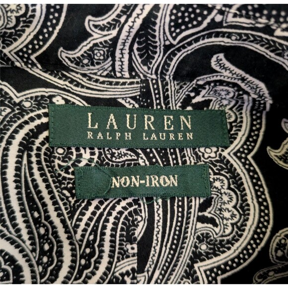 Lauren Ralph Lauren Womens 2X Non Iron Black Paisley Button Front Shirt - Picture 5 of 7